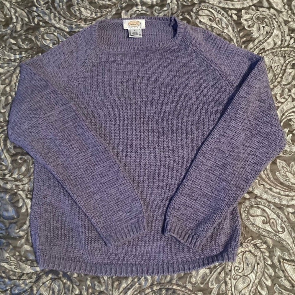 Talbots Petites Lavender Tight Knit Cotton Blend Sweater Size M